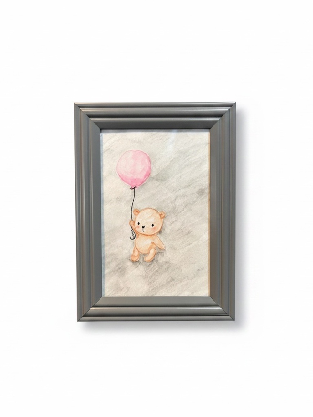 Handmade Cute Bear with Pink Balloon Watercolor - Picture 2 of 2